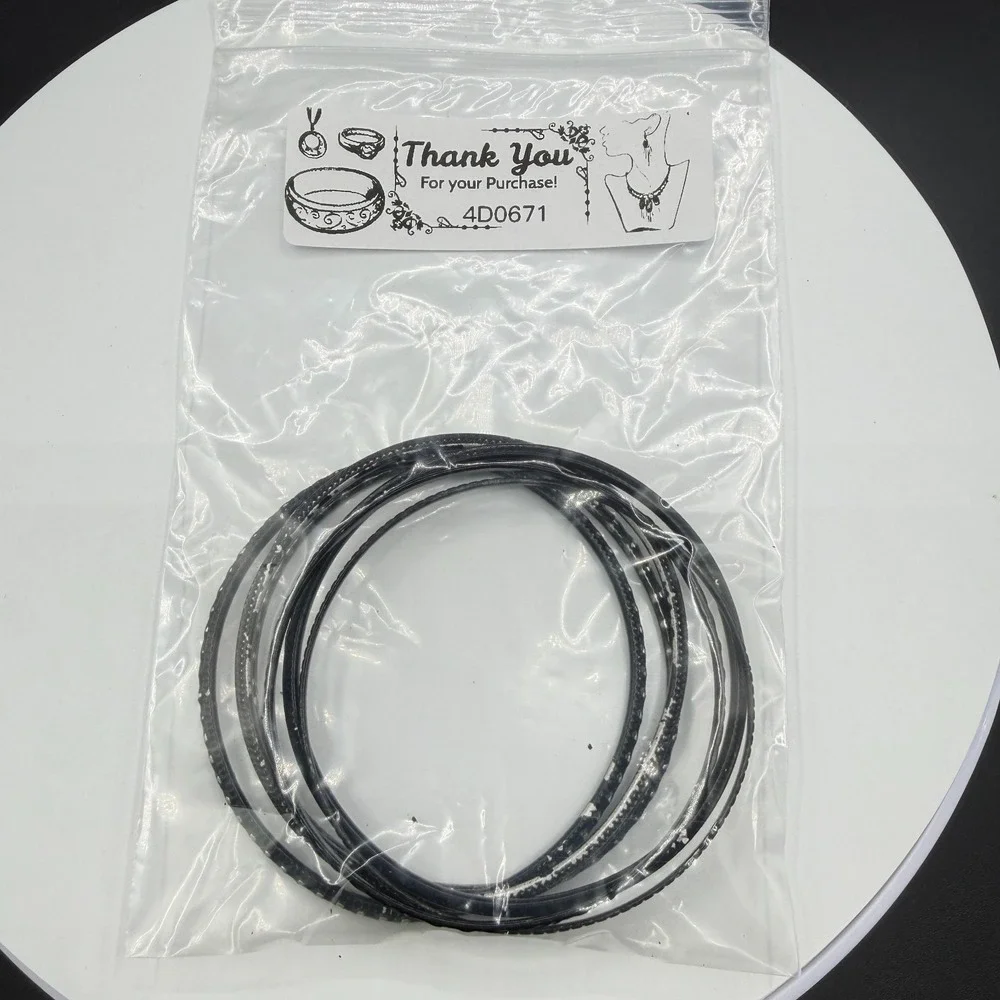 Black Textured Bangle Bracelet Set Stack Gothic Boho Layering Fashion 7 Pcs